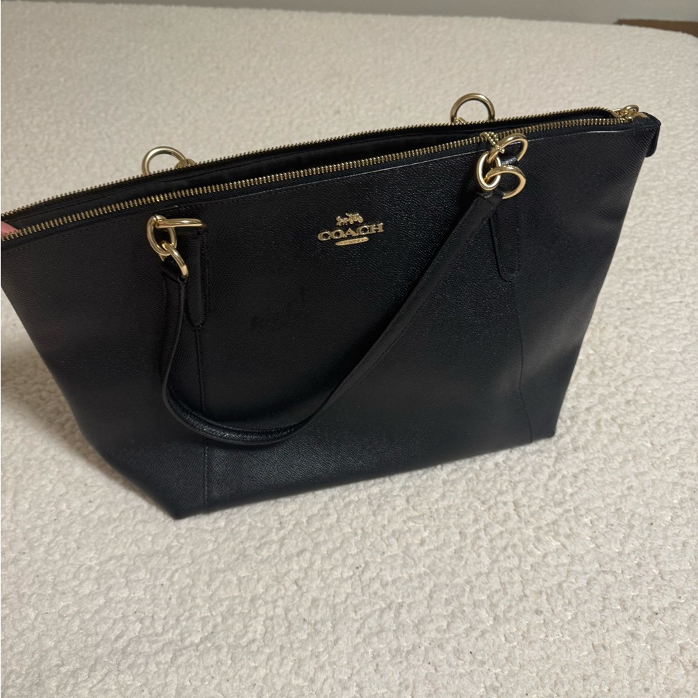 Coach Black Tote with Gold Accents